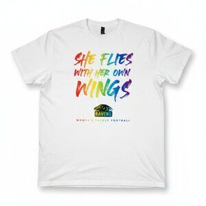 VINTAGE - Oregon Ravens: She Flies With Her Own Wings rainbow t-shirt -NEW- 2XL